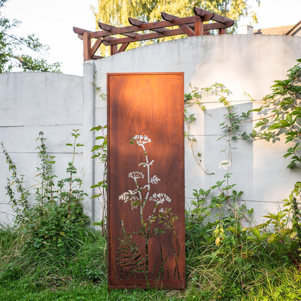 Kapaga - 2x Panel de privacidad de metal - 160 cm x 50 cm - Óxido noble - Óptica de óxido Pantalla de privacidad para jardín - Elemento de privacidad - Pared de privacidad - Decoración de jardín Valla - Óxido (Pradera)