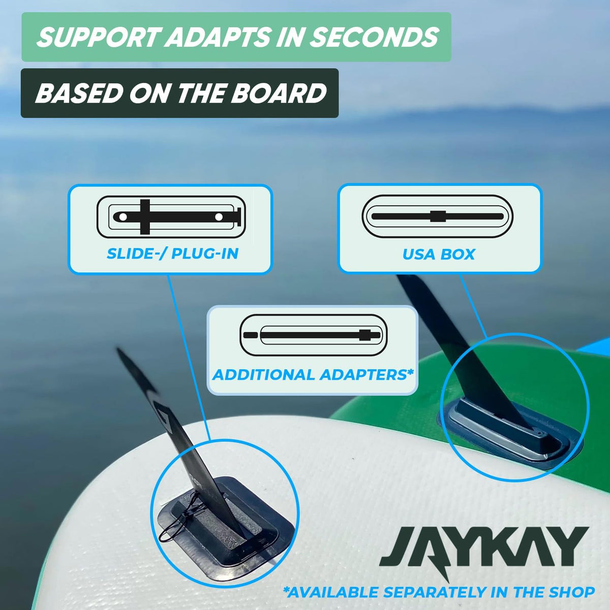 JayKay Sup E-Fin | Aleta eléctrica para tabla de SUP, kayak y windsurf | hasta 6 horas de