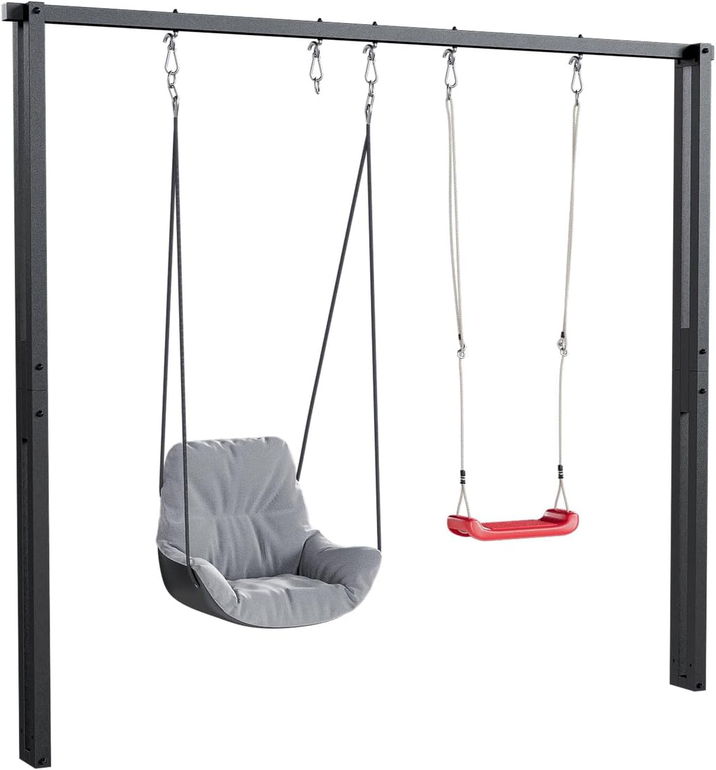 Estructura de columpio QLS 260 cm, soporte para columpio doble, estructura de acero para nido de columpio, negro