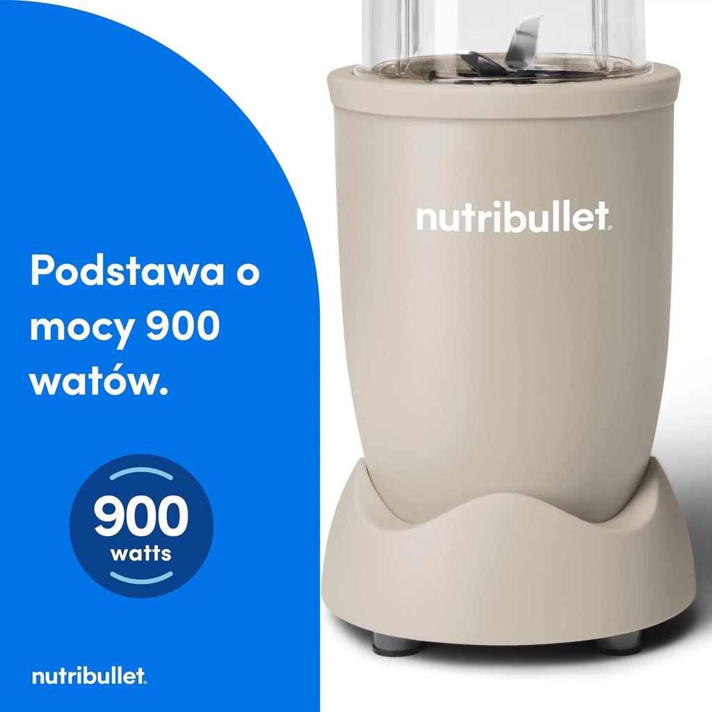 Nutribullet Pro 900 - Wielofunkcyjny Blender, Robienie Smoothie, Ekstraktor do Owoców i Warzyw, Kompaktowa Konstrukcja, Łatwy w Użyciu, Szybkie Czyszczenie, 900W, Mineralny Gołębi Szary (NB904MASN)