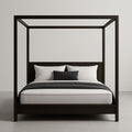 Cama con dosel de madera 160x200 cm negra
