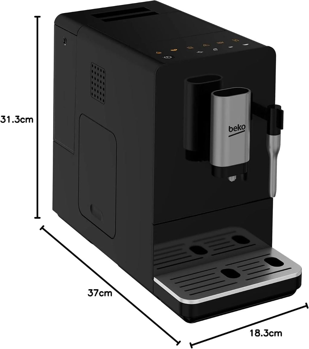 BEKO CEG 3192 B - CEG3192B - Automatyczna Ekspres do kawy ze zintegrowanym Cappuccinatorem, Zbiornik 1.5 litra, Ciśnienie 19 bar - Czarny, 18,6 x 41 x h32 cm