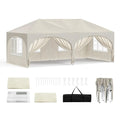 WOLTU Cenador plegable 3x6m Pop up con 6 paredes laterales, carpa de fiesta, beige, UPF 50+, impermeable, altura ajustable, resistente al viento