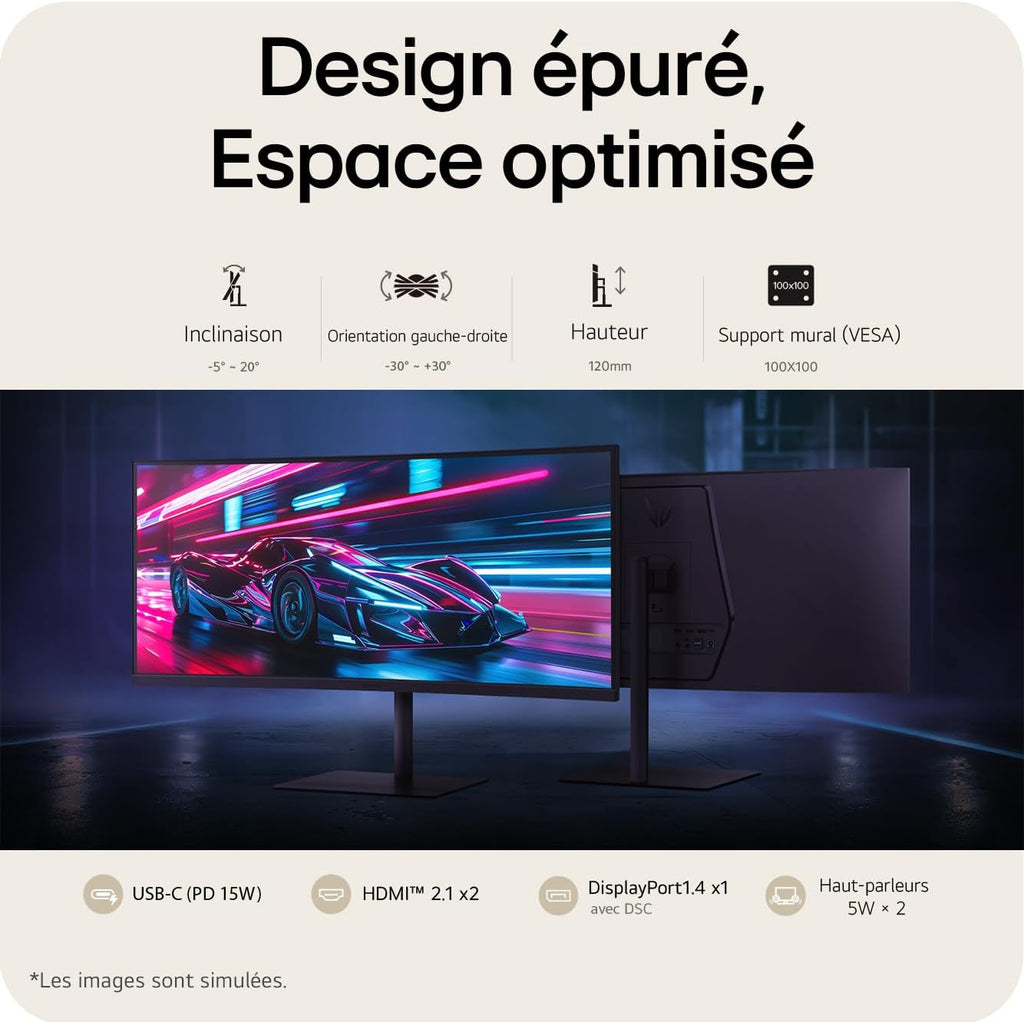 LG Ultragear™ 34G630A-B.AEU Monitor Gaming de 34" - Panel VA resolución WQHD (3440 x 1440), 1ms GtG 240Hz, DisplayHDR™ 400, sRGB 95% (CIE1976), FreeSync Premium