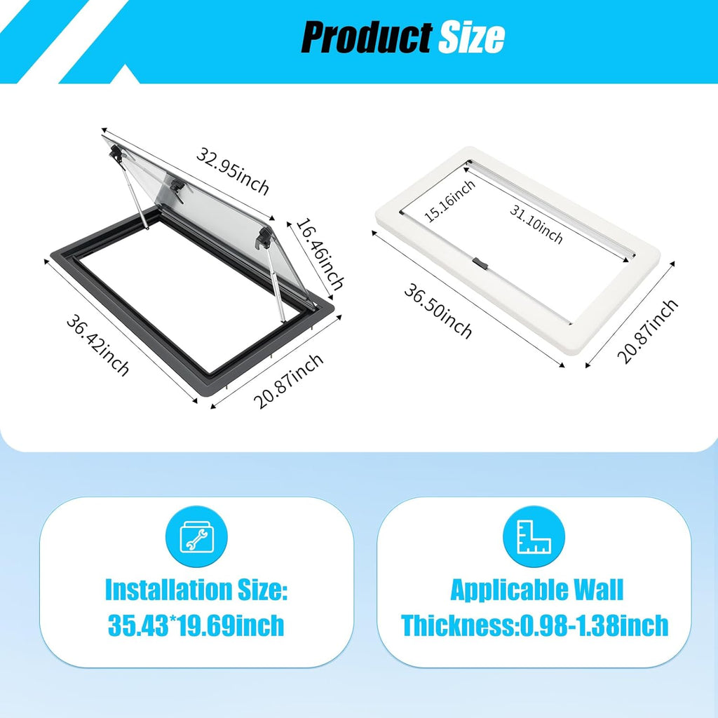 LENDISIY Ventana lateral para autocaravana Ventana abatible 90x50cm Ventana para caravana Ventana de empuje con marco Protección solar y visual para RV Caravana Autocaravana Furgoneta
