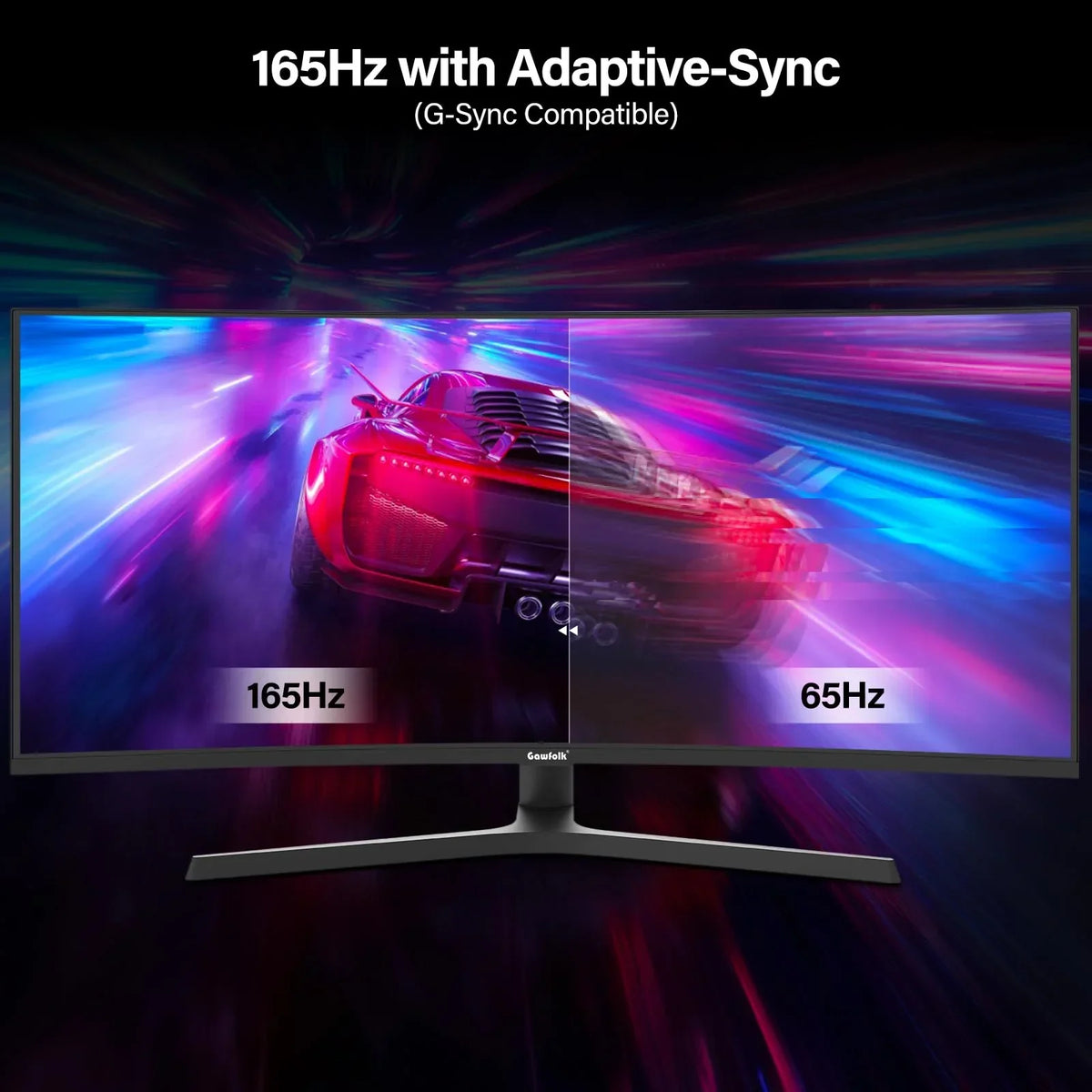 Monitor gaming curvo ultrawide Gawfolk de 34 pulgadas 165Hz UWQHD 3440x1440 1500R VA, altura ajustable, DP, HDMI, VESA 75x75