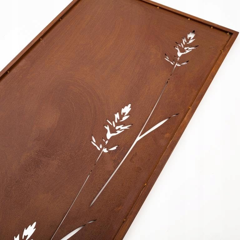 Kapaga - Panel de privacidad de metal - 160 cm x 50 cm - Óxido noble - Protector de privacidad con aspecto de óxido para jardín - Elemento de privacidad - Panel de ocultación - Decoración de jardín, valla - Óxido (Flores)