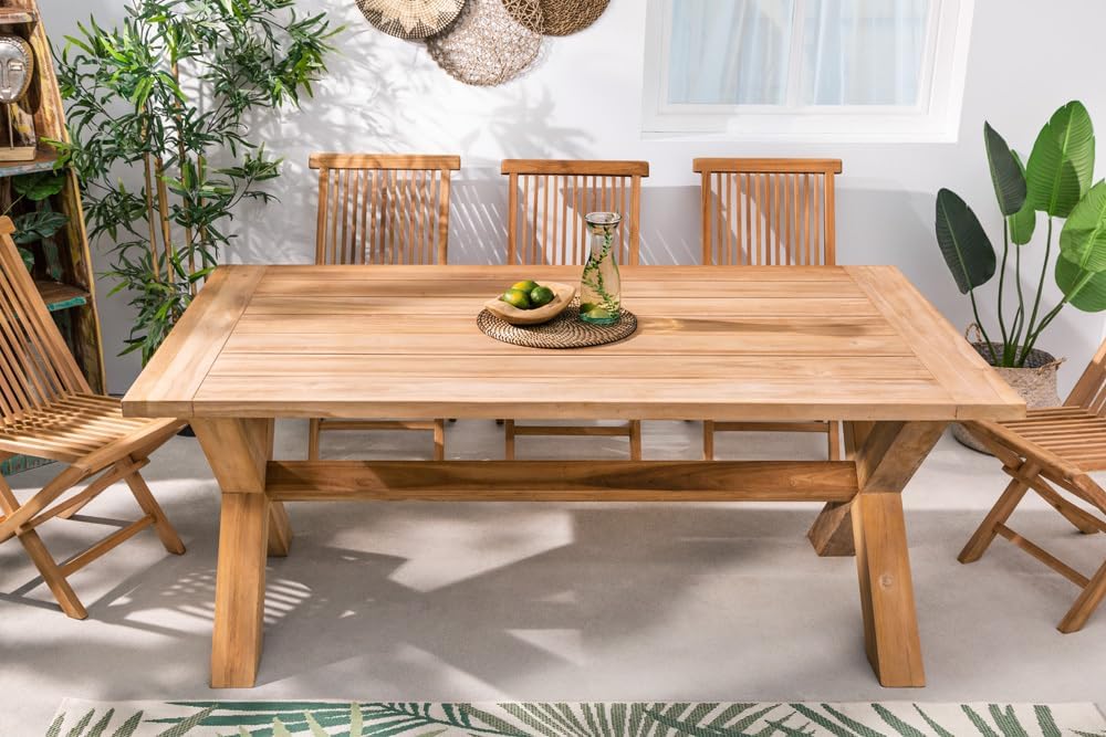 riess-ambiente.de Mesa de jardín resistente a la intemperie Empire Teak 180cm, mesa de comedor para exteriores de madera maciza de teca, mesa de comedor maciza para tu jardín