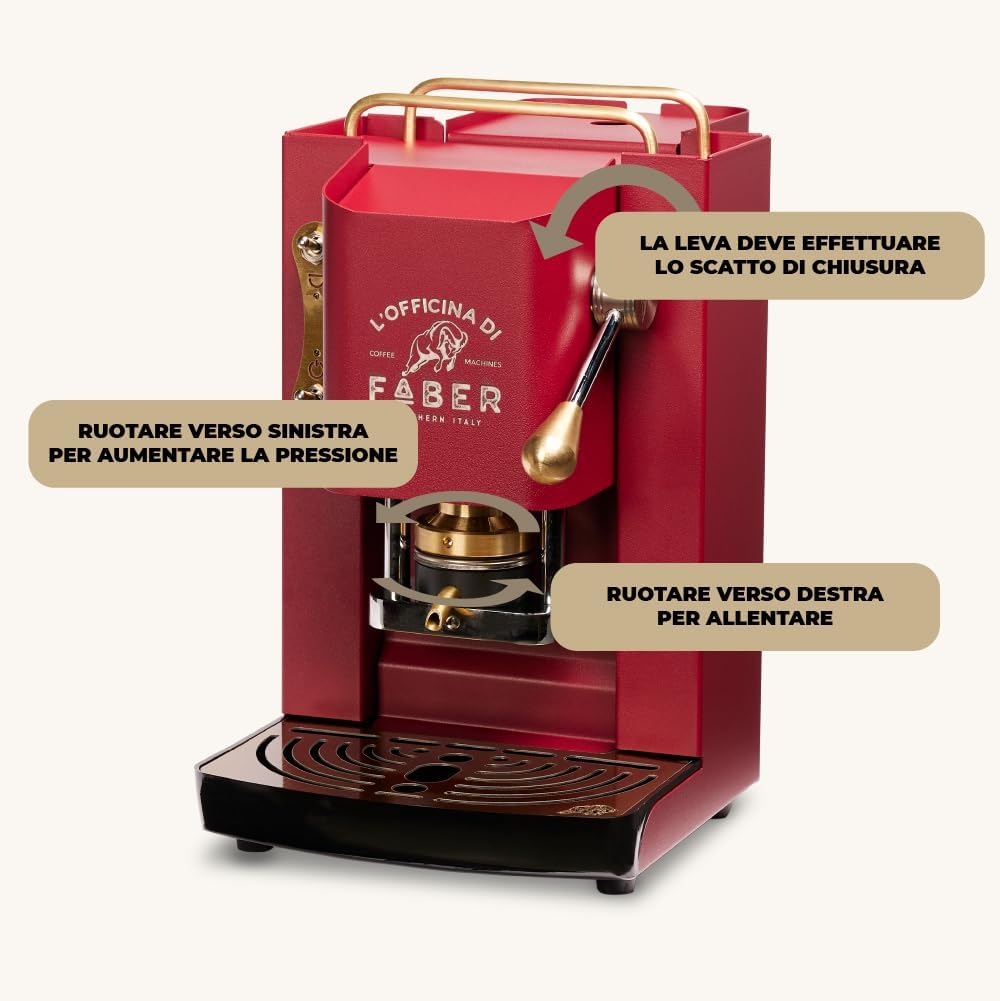 Cafetera Faber PRO Total Deluxe de latón, papel ESE de 44 mm, 1,3 litros, (blanco)