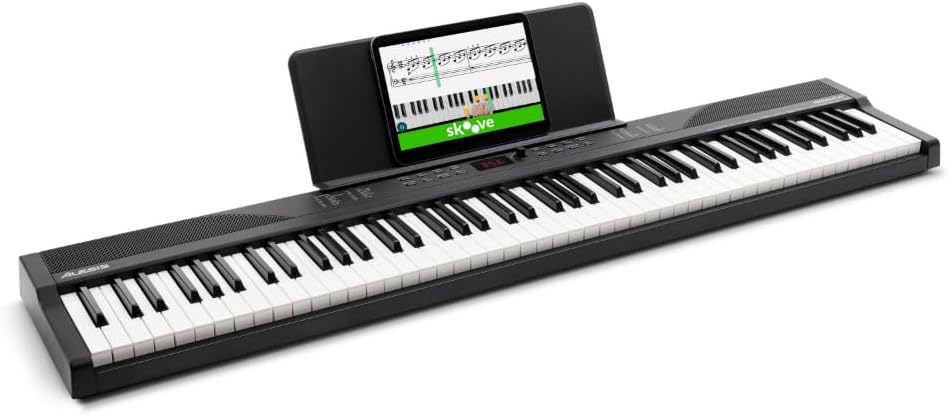 Teclado de piano digital de 88 teclas RECITALPLAY con 480 sonidos, USB-MIDI, altavoces y set de accesorios