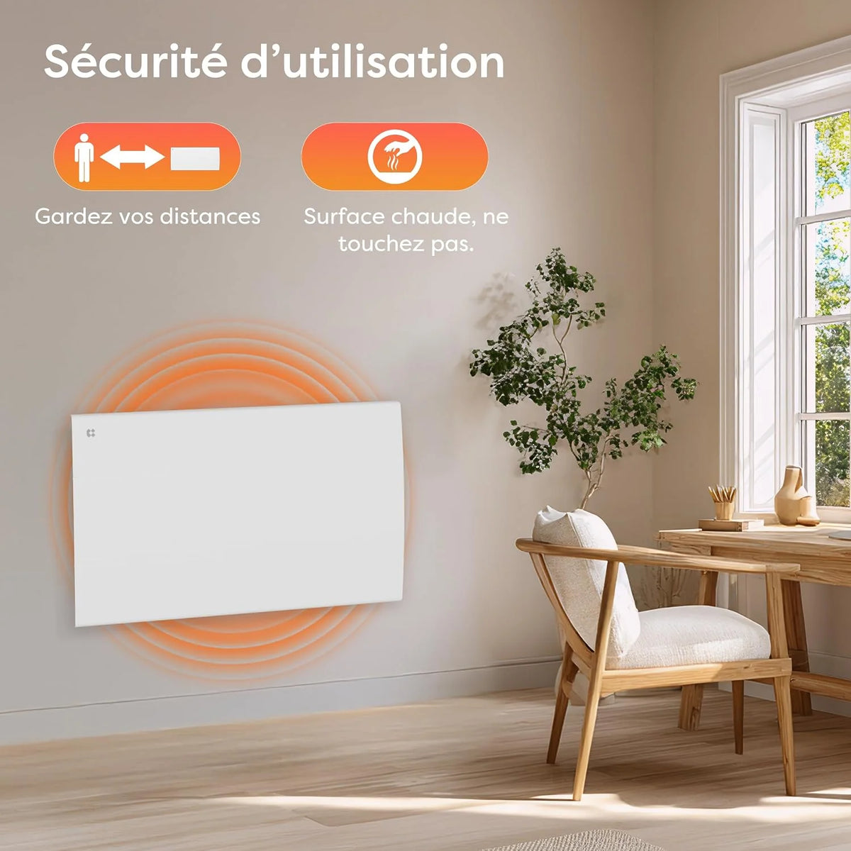 CIARRA CBHT15E bezwładnościowy grzejnik ceramiczny 1500 W - WiFi Inteligentne ogrzewanie elektryczne z PID, wykrywanie okien, programowanie tygodniowe i blokada dla dzieci