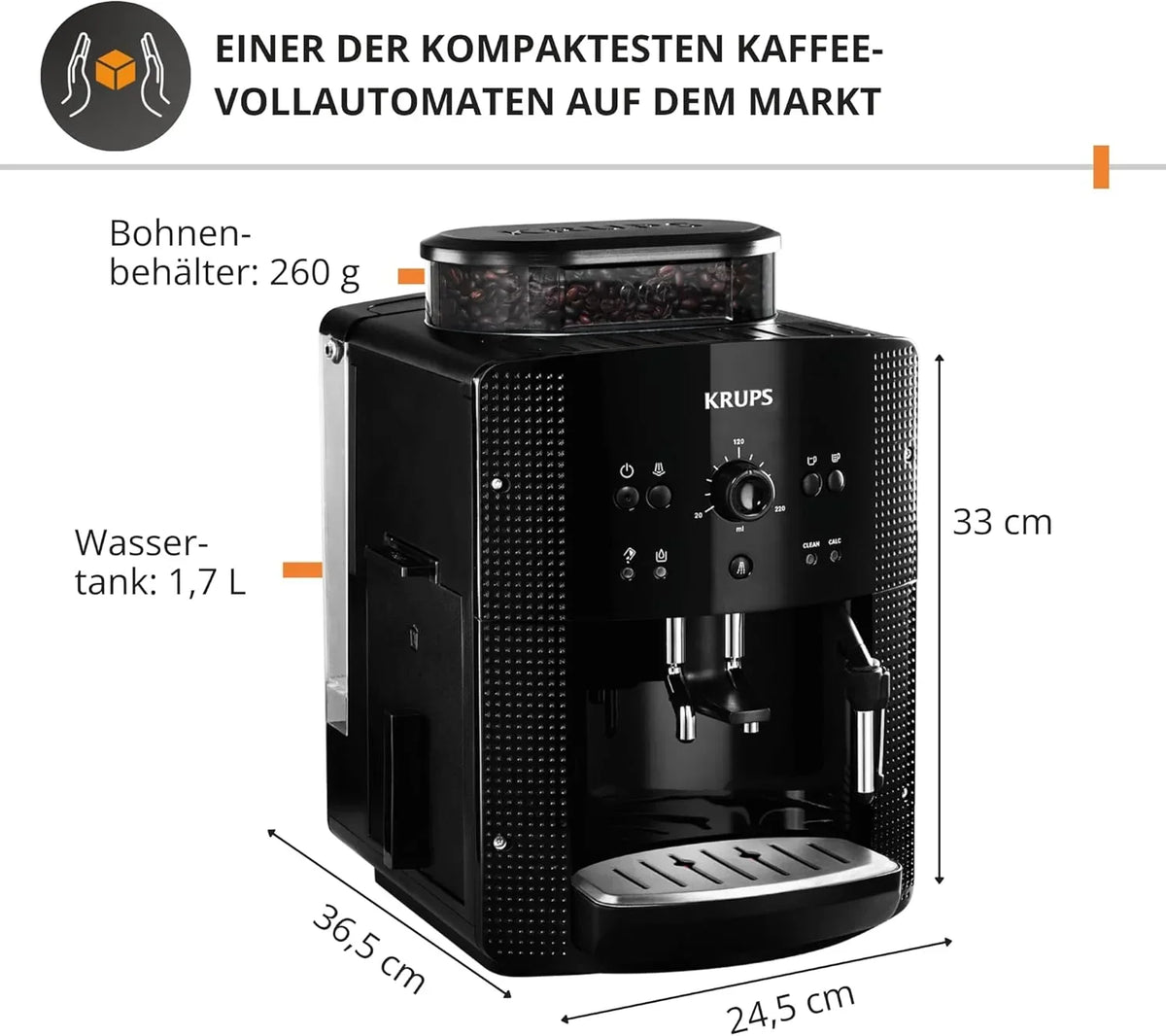 Cafetera superautomática EA810870 1,8L 1450W con boquilla de espuma de leche, función para 2 tazas y sistema Thermoblock