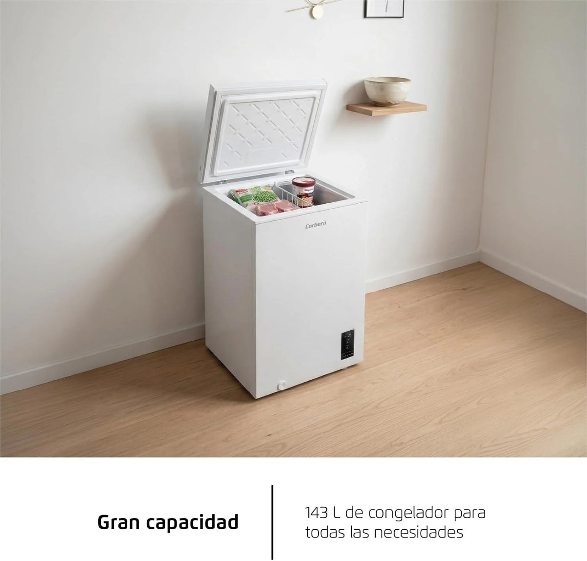 Skrzynia z zamrażarką | CCHM1506M | statyczna | 143 l | 85 cm | 37 dB | 1 elastyczny kosz | podwójny system super zamrażania | biały