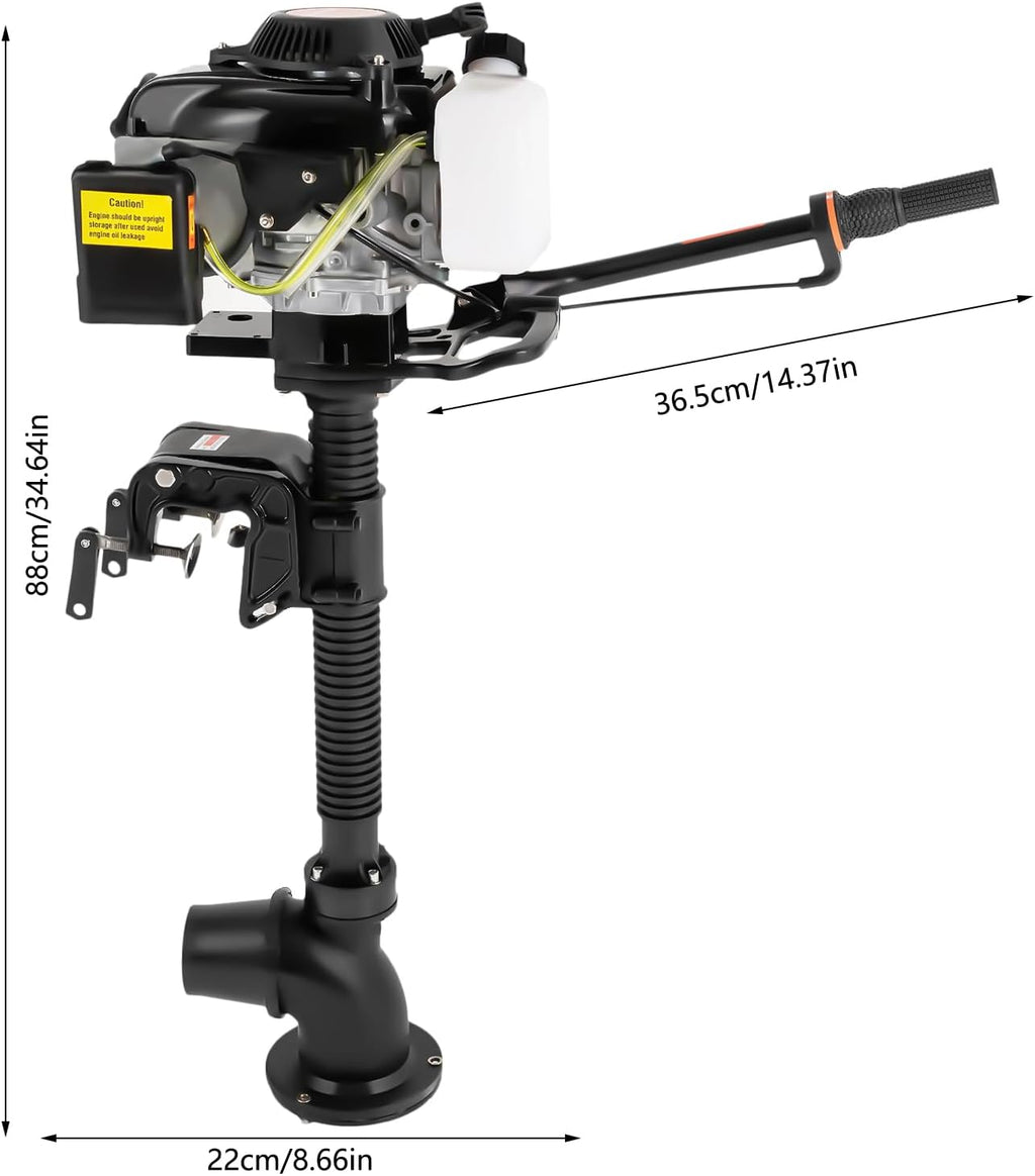 Motor fueraborda JJsdwin de 4 tiempos, motor de barco de 4 CV, potente motor fueraborda de 55 cc para botes inflables, barcos de pesca y embarcaciones de pesca, refrigerado por aire