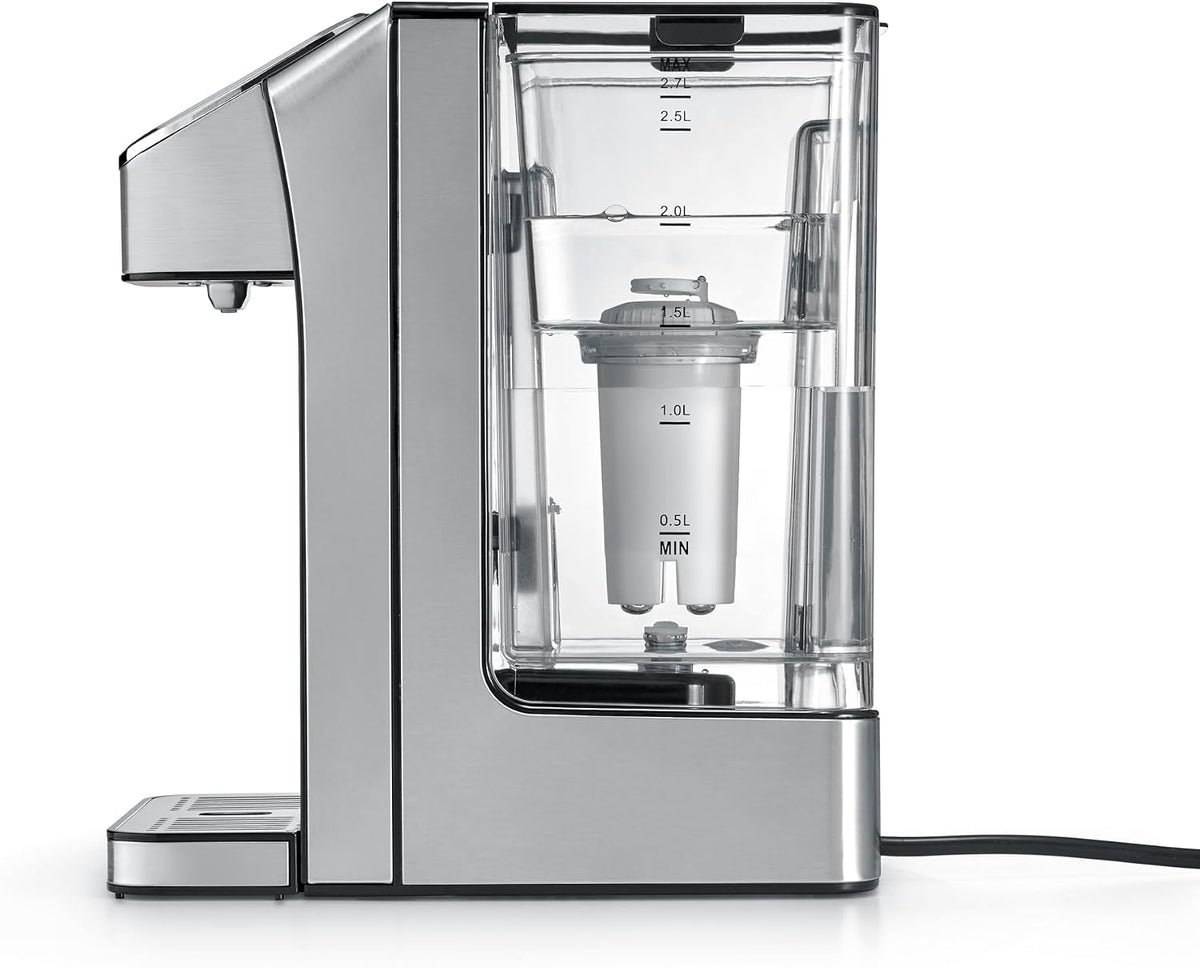 CASO HW 770 Advanced - Dispensador de agua caliente, agua caliente en segundos, 13 niveles de temperatura (40-100°C), función de memoria, ahorra hasta un 50% de energía en comparación con los hervidores de agua, incluye filtro de agua