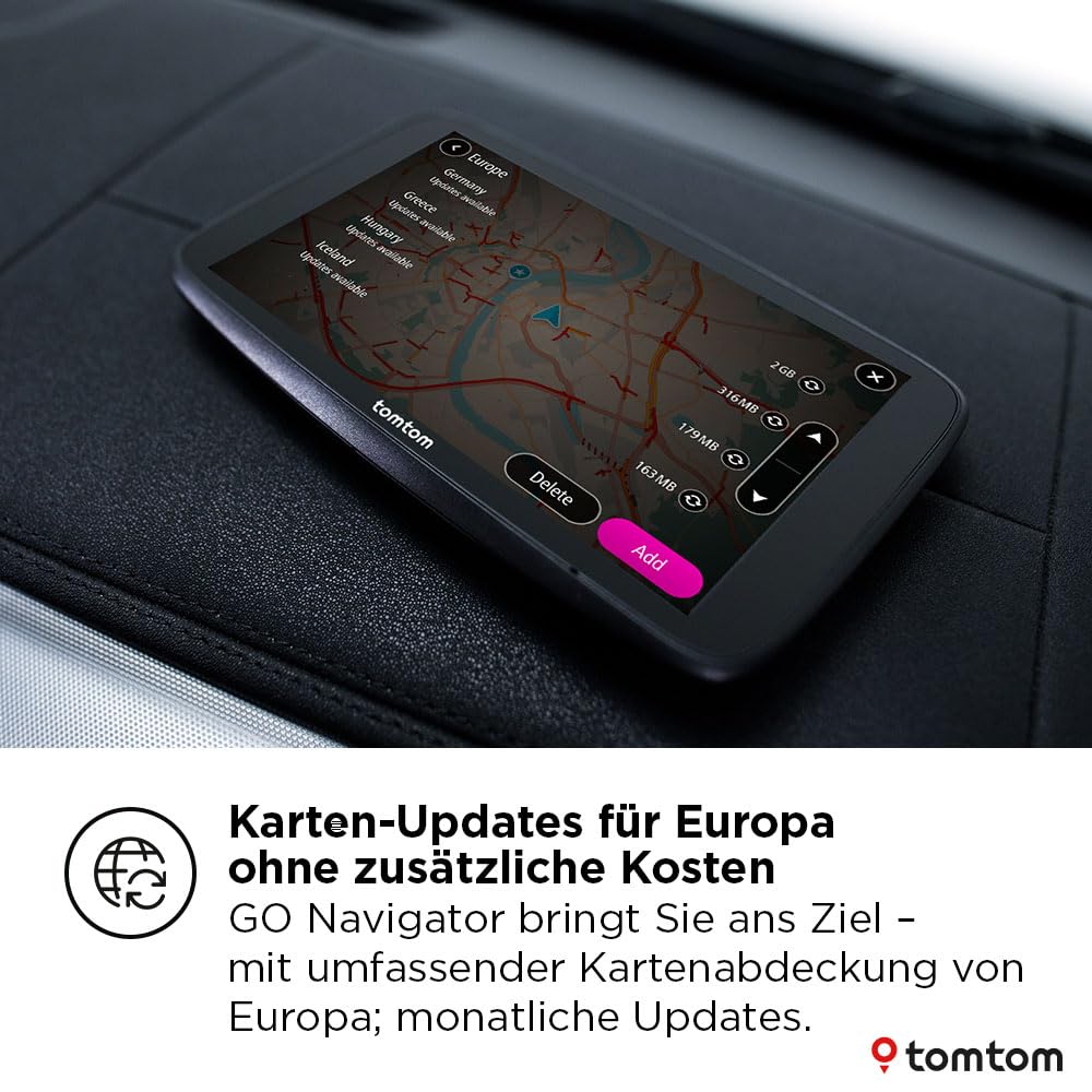 Navegador para coche TomTom GO Navigator, pantalla de 7 pulgadas, evitación de atascos, actualizaciones por Wi-Fi, servicio premium, soporte magnético