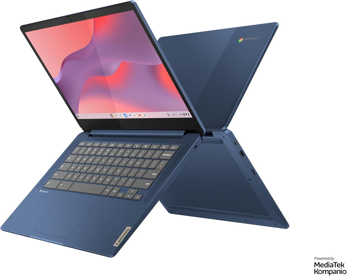 Lenovo IdeaPad Slim 3 Chrome 14M868 - Ordenador portátil 14'' FHD (MediaTek Kompanio 520, RAM 8GB, SSD 128GB, GPU Arm Mali-G52 2EE MC2, Chrome OS) Teclado AZERTY francés - Azul