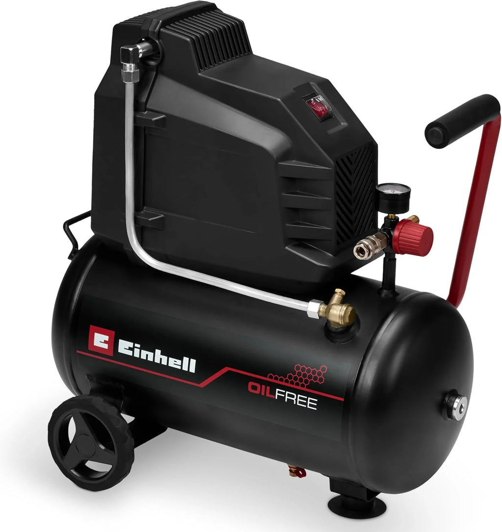 Einhell Kompresor TC-AC 190/24/8 I OF (1500 W, maks. 8 bar, zbiornik 24 l, moc ssania 190 l/min, wyciszona sprężarka 70 dB, manometr, reduktor ciśnienia)