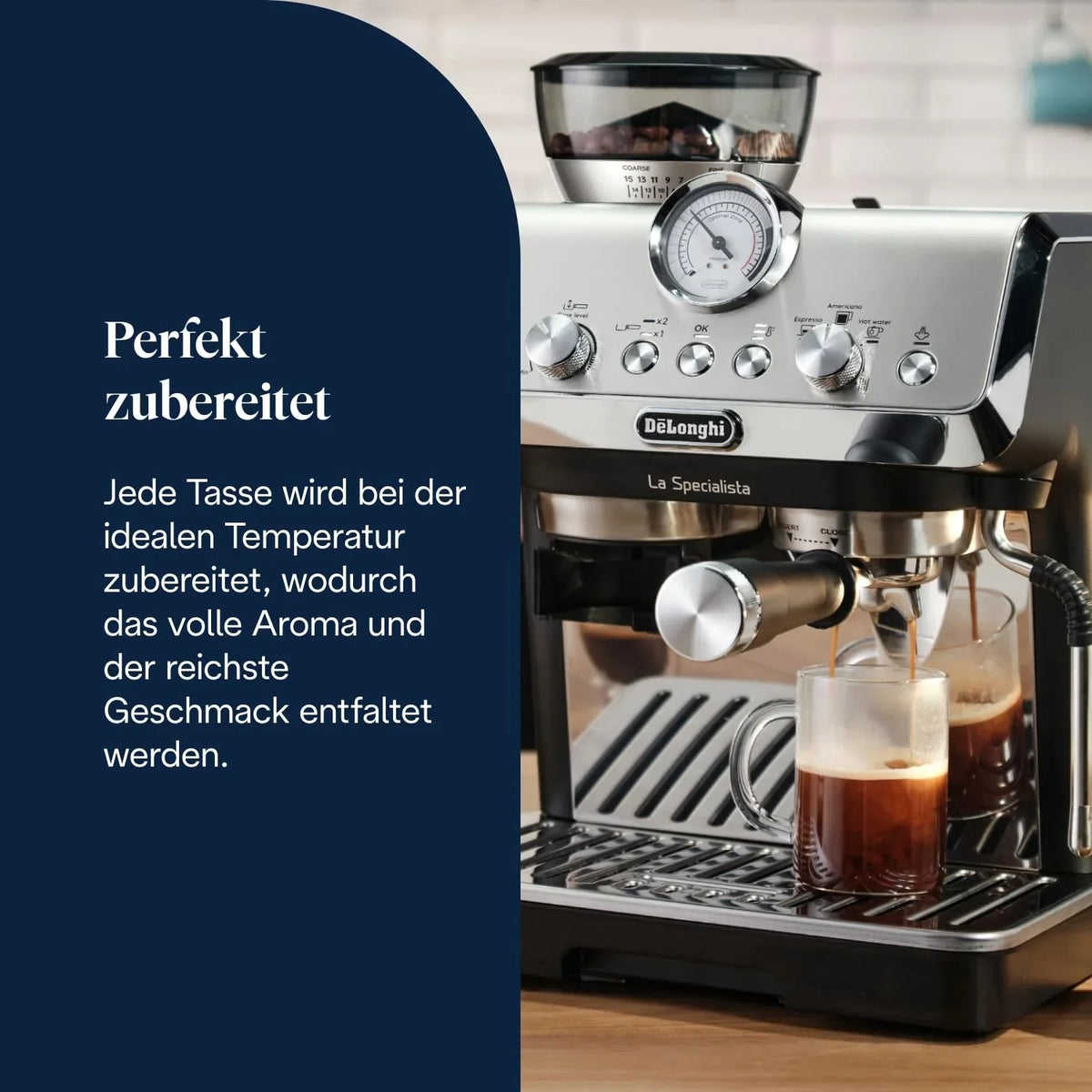 Máquina de café espresso De'Longhi La Specialista Arte EC9155.MB, 8 niveles de molienda, 15 bares, 3 temperaturas, boquilla para espuma de leche, kit de barista