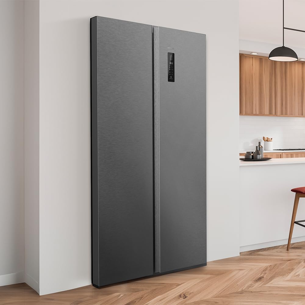 Frigorífico americano de 2 puertas Cecotec Bolero CoolMarket SBS 430 Dark E. Side by Side de 430 L, 176 cm de altura y 84 cm de ancho, sistema Multi Air Flow, Total No Frost, motor Inverter Plus