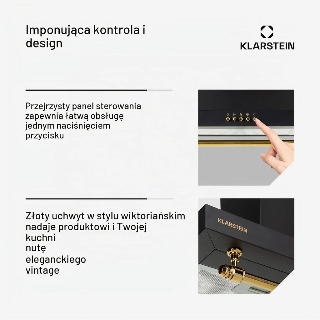 Klarstein Okap kuchenny 90cm, Okap wyciągowy z diodami RGB LED, Wydajny cichy Przepływ 591,5 m³/h, ścienny z aluminiowym filtrem i 3 stopniami mocy, 90 cm