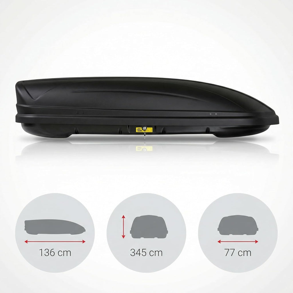 Cofre de techo VDP-MAA320 negro mate, portaequipajes de coche bloqueable, 320 litros