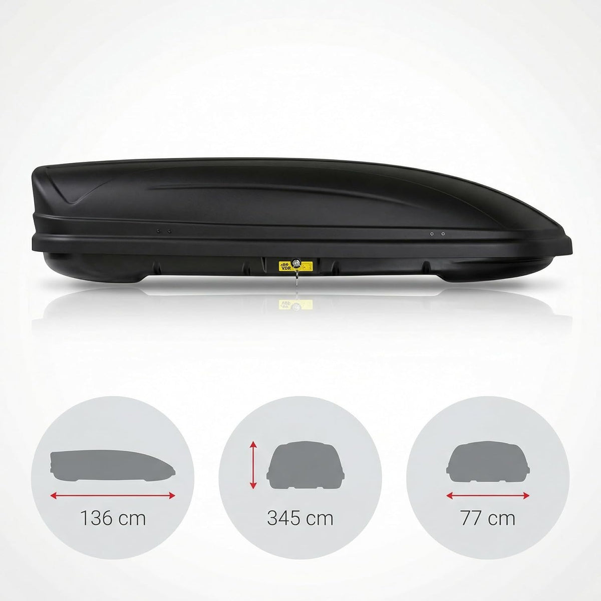 Cofre de techo VDP-MAA320 negro mate, portaequipajes de coche bloqueable, 320 litros