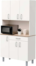 Miroytengo Mueble Auxiliar de Cocina, Alacena, Buffet 6 Puertas Color Blanco y Roble Kronberg 101 x 185 cm