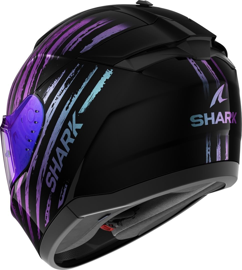 Shark, Casco de moto integral RIDILL 2 ASSYA Negro / Azul / Malva KXK, L