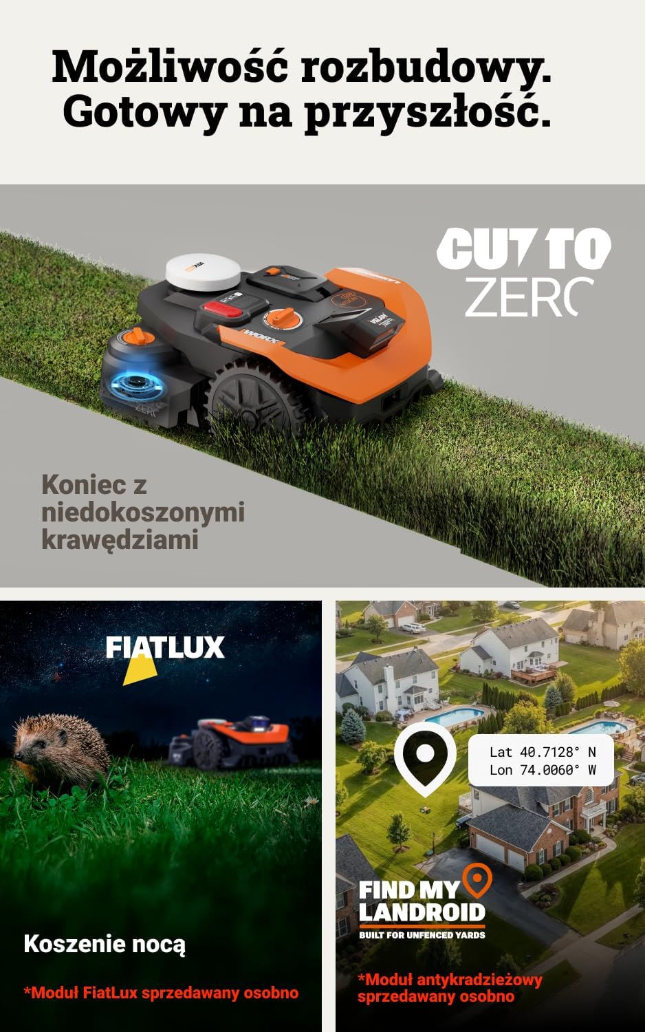 WORX Landroid Vision Cloud WR308E 2WD robot koszący bez kabla ograniczającego do 800 m² (wykrywanie przeszkód AI, nawigacja VSLAM+RTK Cloud, automatyczne mapowanie, aplikacja, Cut-to-zero)