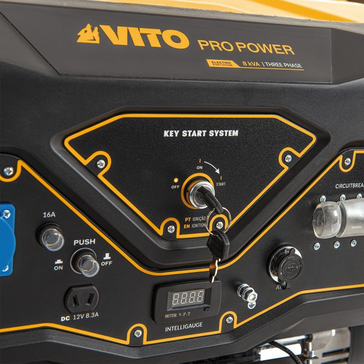 VITO - Generator prądotwórczy na benzynę 8.0kVA 18CV trójfazowy, uruchomienie elektryczne i ręczne, AVR, zbiornik 25L, generator do domu i budowy