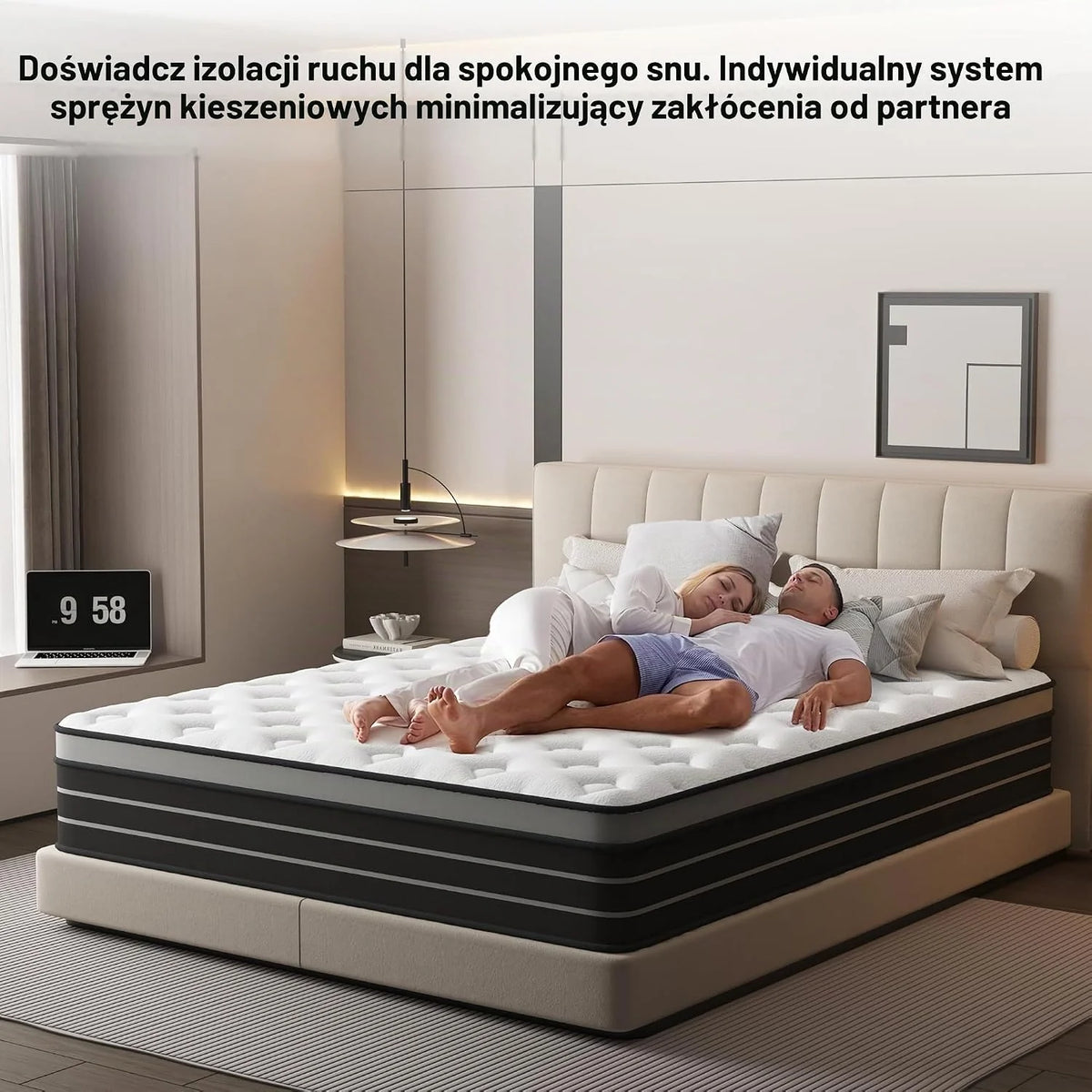 Materac 140 x 200 cm, łóżko kontynentalne, stopień twardości H3, odpowiedni dla dzieci i dorosłych, certyfikat Öko-Tex, ergonomiczny 7-strefowy materac, wysokość 20 cm