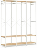 SONGMICS Otwarta szafa ubranie, wieszak do ubrań, z drążkiem, półki, zdejmowane haczyki, 40 x 141 x 180 cm, naturalny beż RGR005W67