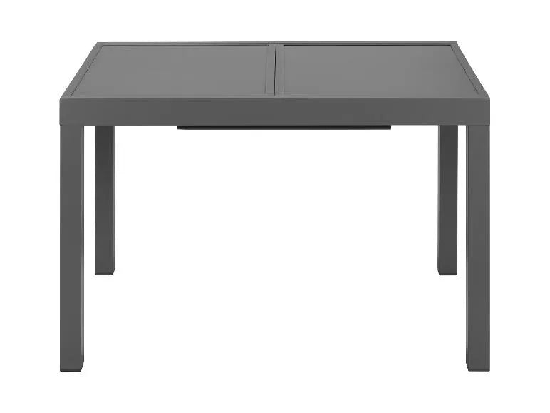 Conjunto de aluminio "Houston", 9 piezas: mesa extensible y 8 sillas de respaldo alto, gris