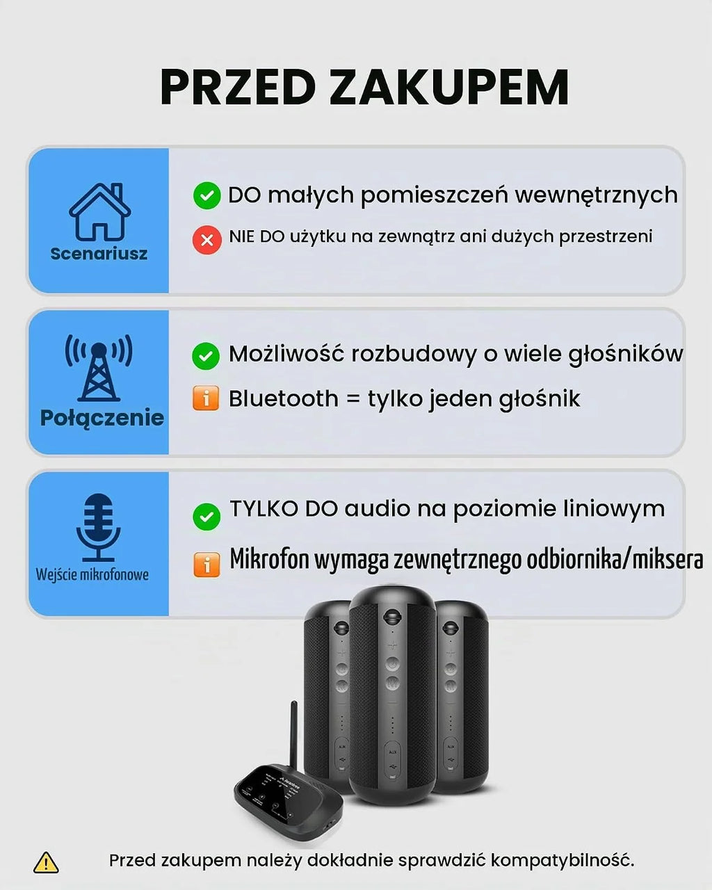 Avantree Harmony 2 – bezprzewodowy system głośników multiroom z Bluetooth i wejściami przewodowymi, zestaw 3 głośników, niezależne użycie, rozszerzalny, niskie opóźnienie do domu i biura
