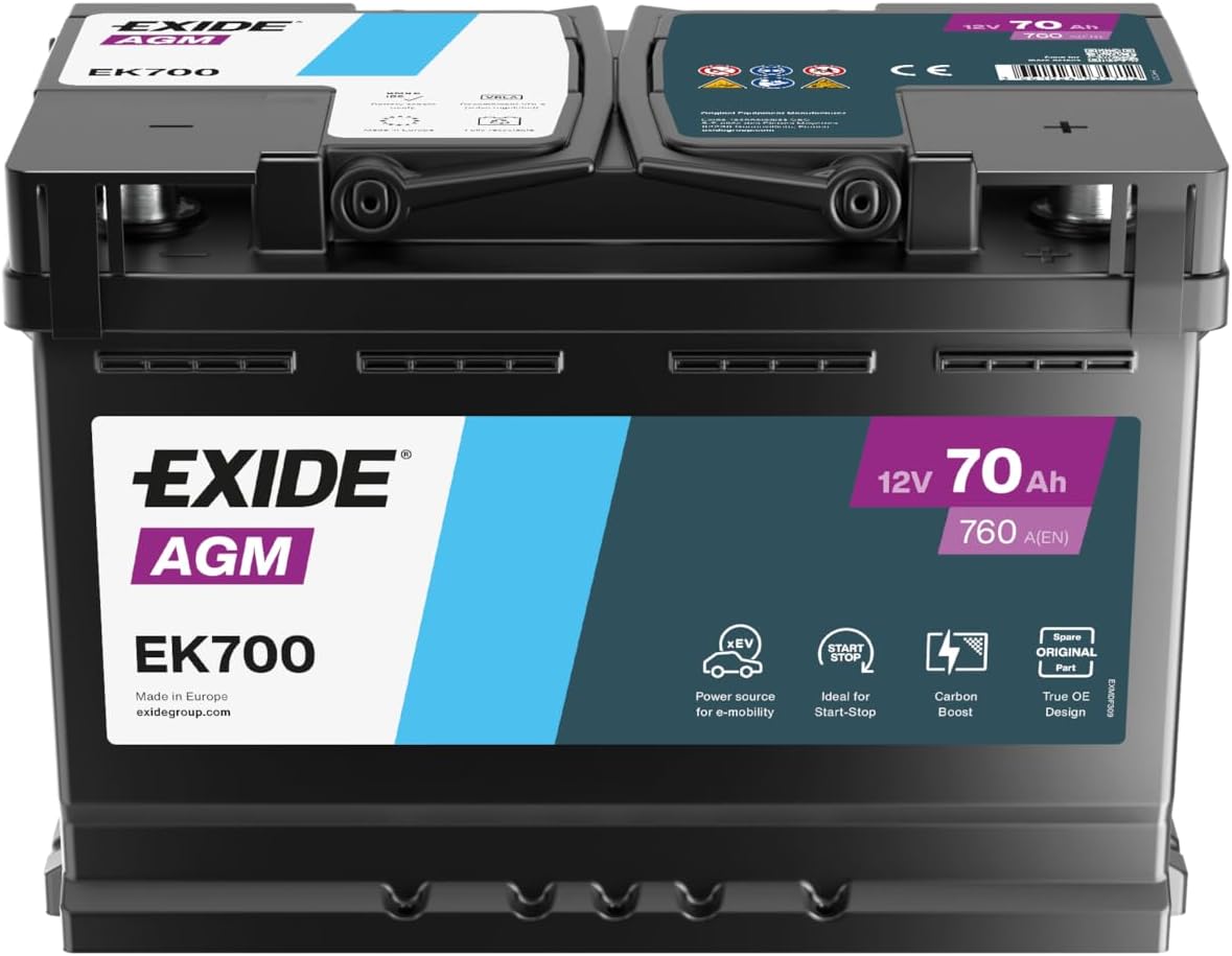Batería de arranque Exide EK700 AGM Start-Stop 12V 70Ah 760A