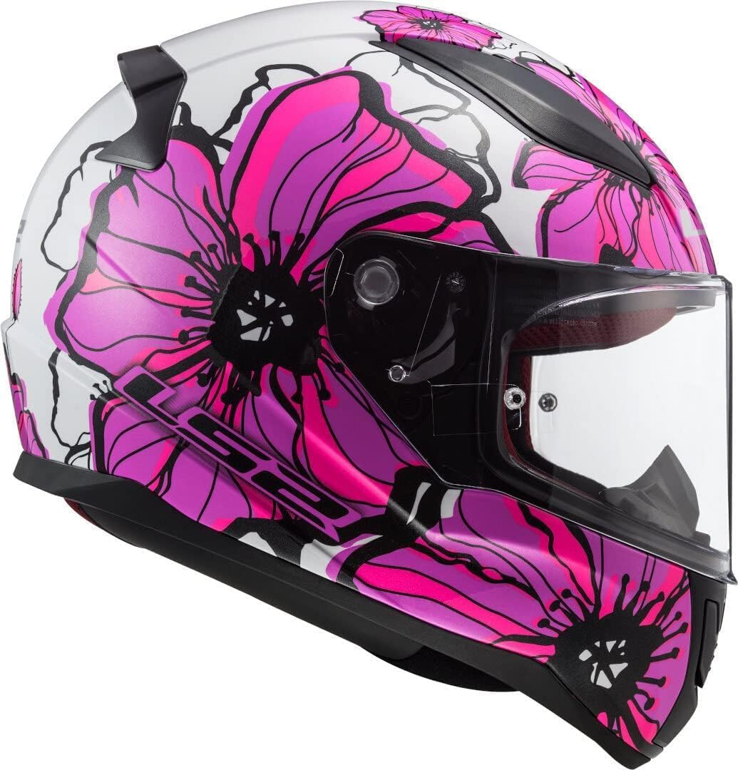 LS2, Casco Integral de Moto Rapid II Poppies Negro Rosa