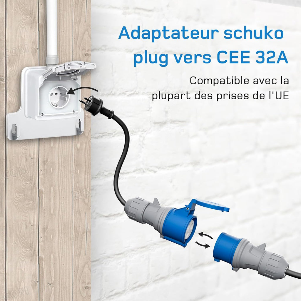 Cargador de coche eléctrico P17 [7,4 kW, monofásico, 6 m, 6 A/10 A/16 A/20 A/24 A/32 A] tipo 2, toma CEE, cargador para vehículo eléctrico, estación de carga móvil/Wallbox con pantalla digital