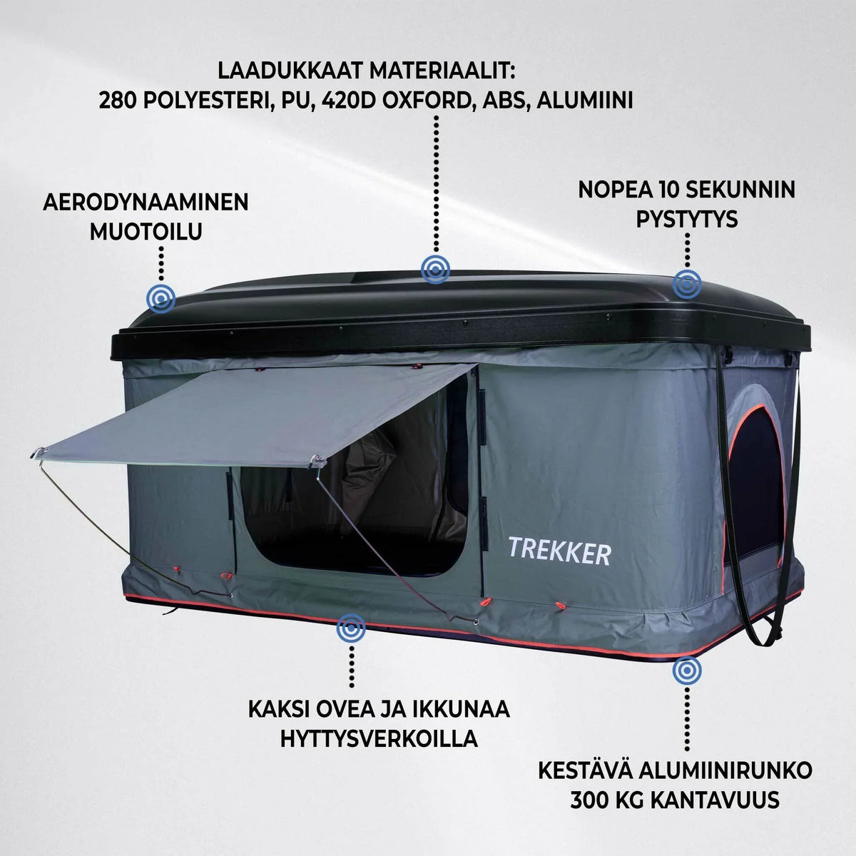 Tienda de techo Trekker Hut M, gris