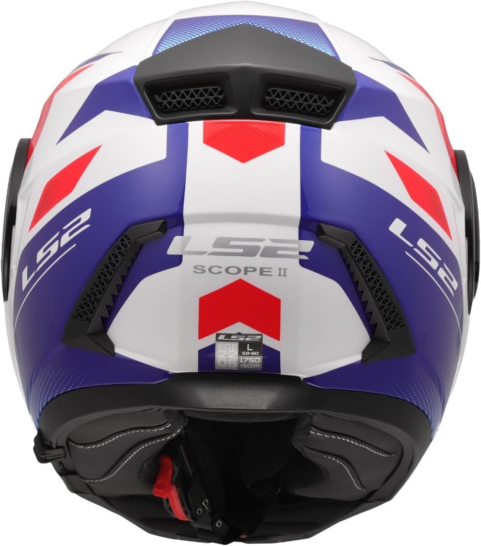 Casco modular LS2 FF902 Scope II DURIA blanco/azul/rojo con gafas de sol y PINLOCK incluido (M 57/58)