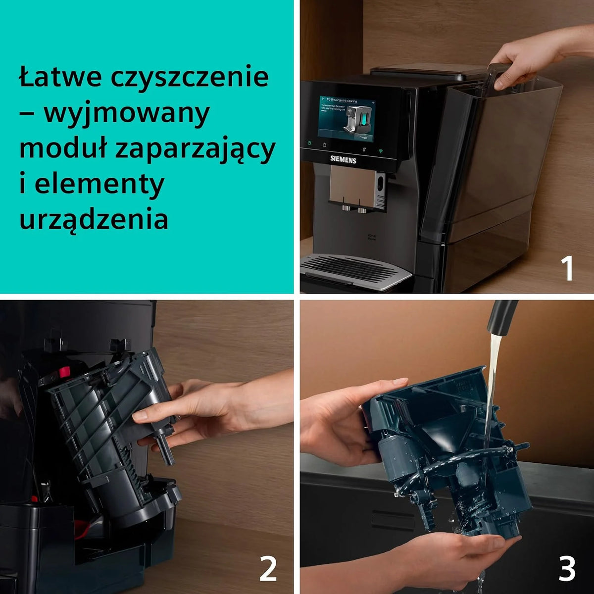 Siemens, automatyczny ekspres do kawy, EQ700 iAroma, wyświetlacz dotykowy, Cold Brew i Slow Brew, aplikacja Siemens Home Appliances, odcień morning haze, TP725E01