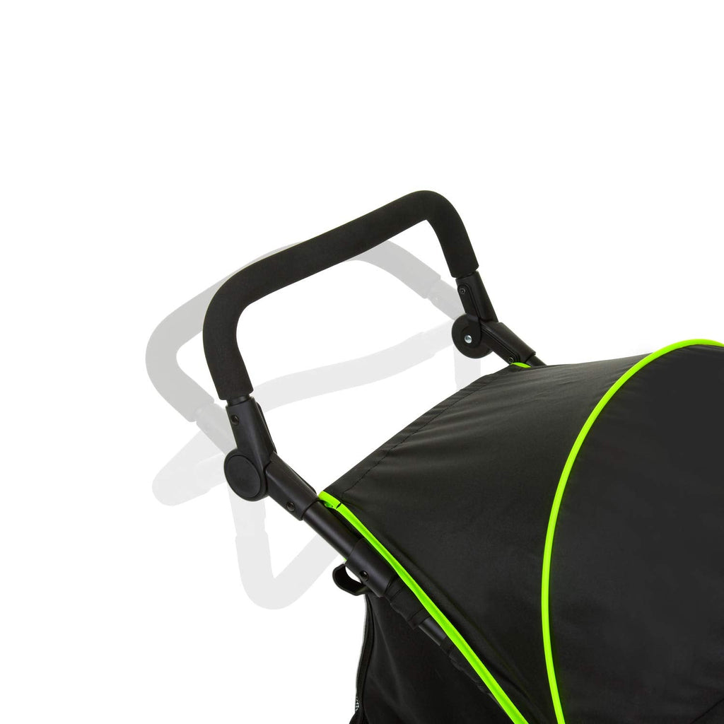 Cochecito hauck Runner 2, silla de paseo de tres ruedas con ruedas neumáticas XL para niños de hasta 22 kg, protección UV 50+, ventana de ventilación, altura ajustable, plegable, cesta XL de hasta 3 kg, función de reclinado (negro)