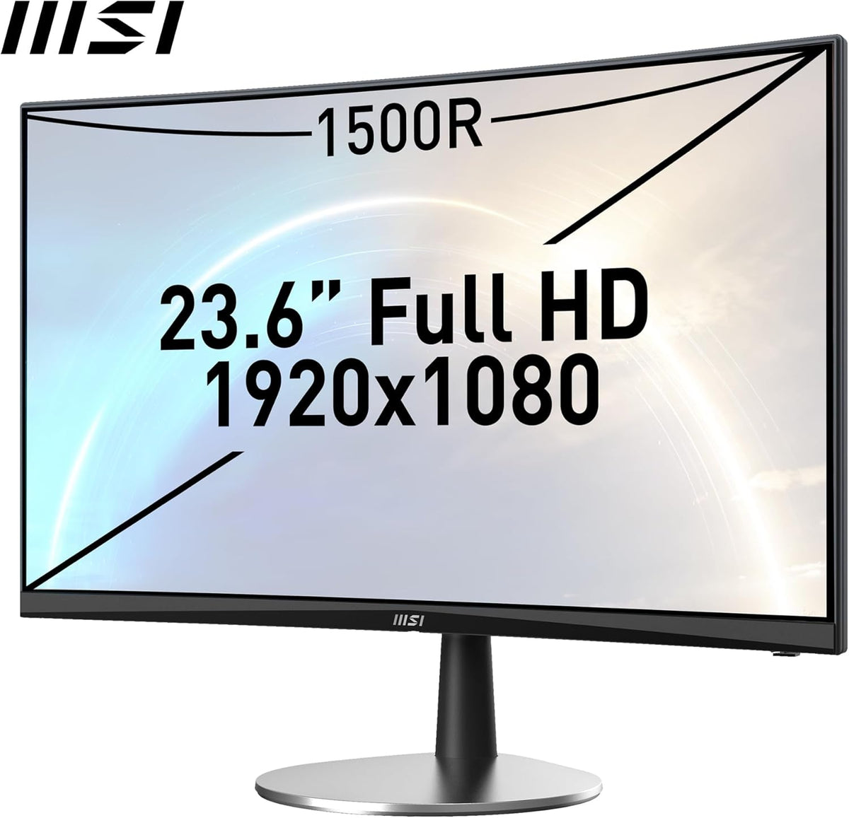 Monitor de oficina curvo MSI Pro MP2422C de 23.6" Full HD - Panel VA 1500R 1920 x 1080, 100Hz, Confort ocular, Altavoces integrados - HDMI 1.4b y VGA