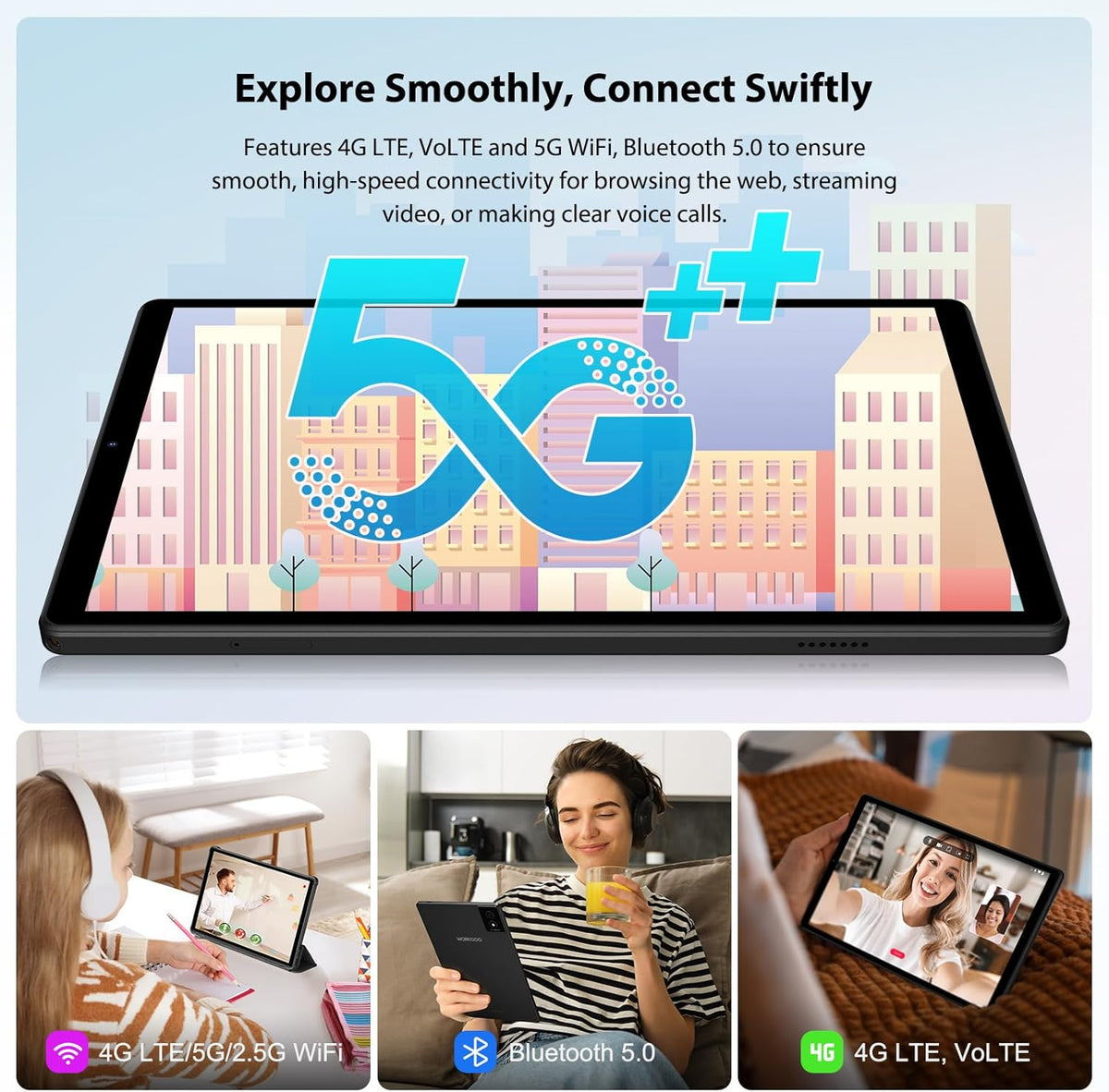Tableta Android 15 de 10,4 pulgadas, 4G LTE y WiFi 5G, Octa-Core, 36 GB RAM + 512 GB ROM (1 TB TF), pantalla FHD 2K 2000x1200, Widevine L1/GMS/GPS/8+13 MP/batería de 8000 mAh con teclado y ratón (negro)