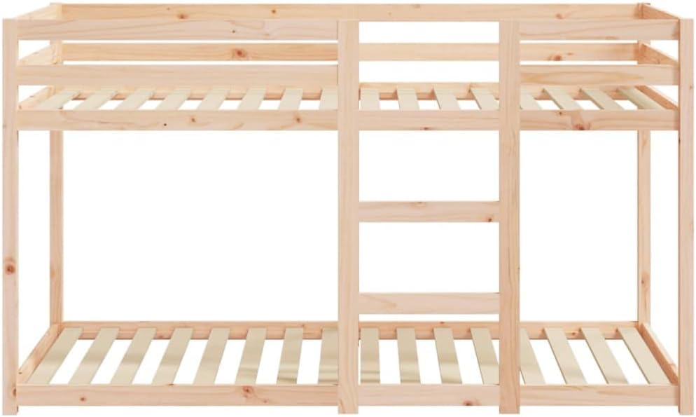 Cama litera Hommdiy para espacios reducidos, cama alta con barandillas, estructura de cama, 75x190 cm, madera maciza de pino