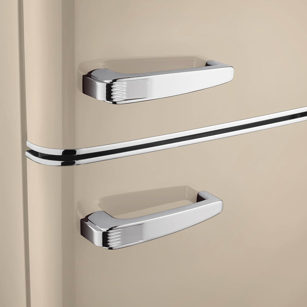 Severin Frigorífico Congelador de 2 puertas, Independiente, Frigorífico de Doble Puerta con Congelador, Anchura 55 cm, 246 L, Clase D, Estilo Retro, Crema, RKG 8985