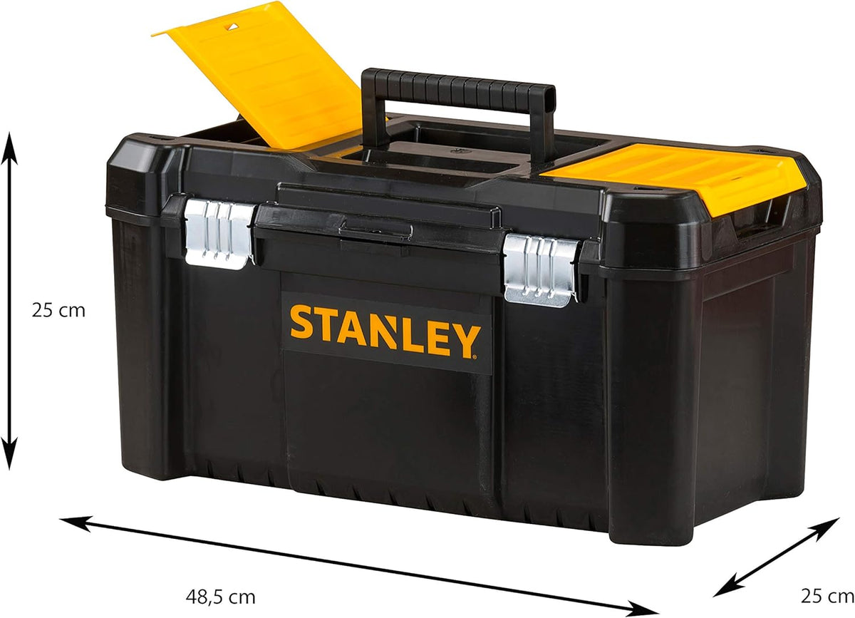 Caja de herramientas STANLEY Essential (19 pulgadas), solución de almacenamiento duradera con bandeja extraíble y organizadores, caja de herramientas portátil, para el almacenamiento de piezas y herramientas, STST1-75521