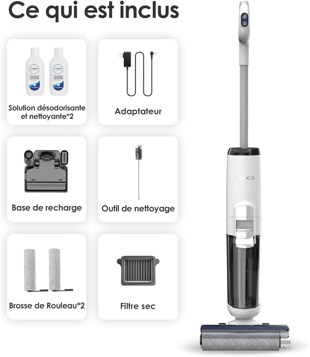 Tineco iFLOOR 5 Breeze Complete Aspiradora y Fregadora, Aspiradora en seco y húmedo sin cable para suelos duros, limpieza de bordes, autolimpieza automática, 35 min de autonomía, diseño ligero