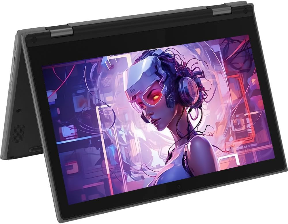 Lenovo Chromebook 300e portátil convertible 2 en 1 con pantalla táctil de 11,6 pulgadas, Intel Celeron N4020 1,1 GHz, 4 GB de RAM, 32 GB de SSD, teclado japonés, Chrome OS (Reacondicionado)