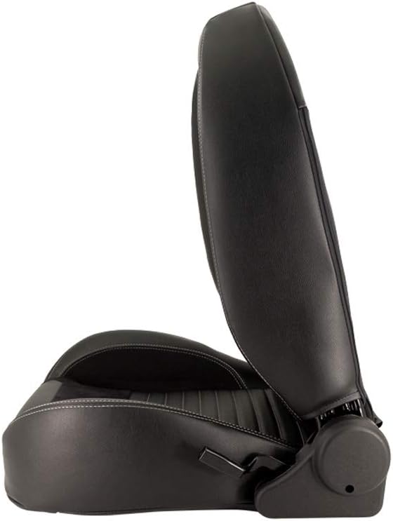 Asiento tipo baquet AutoStyle 'Classic II' - Piel sintética negra + ante + costuras grises - Respaldo ajustable a la izquierda - incl. guías